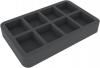HS040BF02BO 40 mm (1.6 inches) half-size Figure Foam Tray with 8 larger cut-outs
