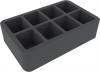 HS070BF02BO (2.75 inches) half-size Figure Foam Tray with 8 large cut-outs