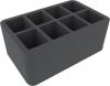 HS110BF02BO 110 mm (4.35 inches) half-size Figure Foam Tray with 8 large cut-outs