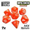 7x Mix 16mm Dice - Orange
